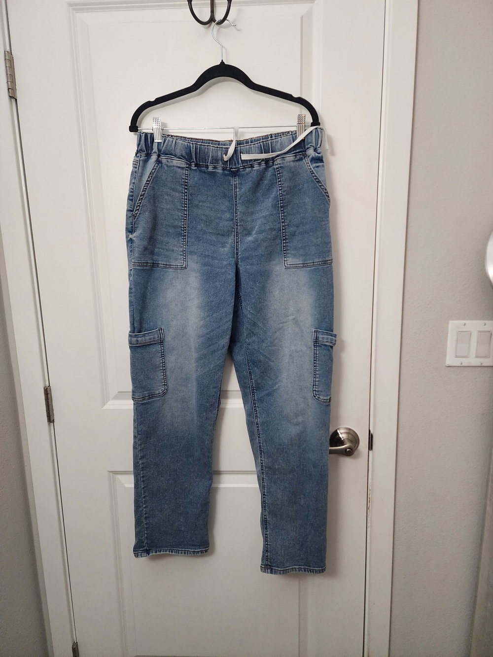SO Light Blue Straight-Leg Cargo Jeans